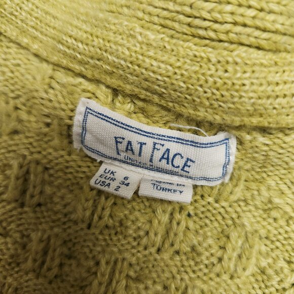 Fat Face Open Front Knit Cardigan Size 6 Yellowish Green - Picture 7 of 11